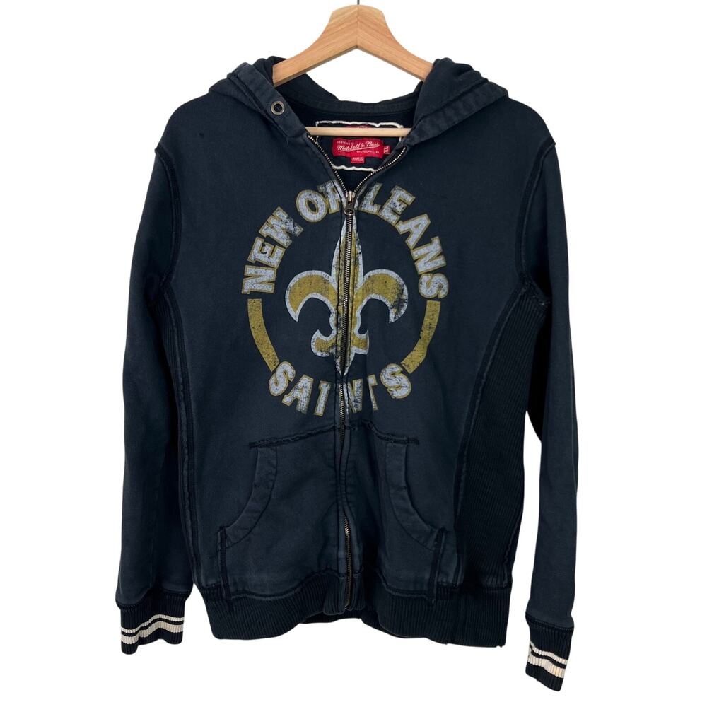 Mitchell & Ness New Orleans Saints Women's‎ XL Distressed Full Zip Navy Hoodie